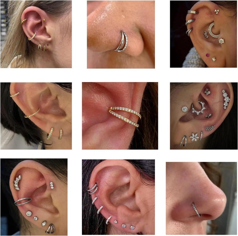 TOMIDES 16G Titanium Cartilage Earring Hoop for Conch Helix Tragus 8mm 10mm 12mm Hypoallergenic Hinged Clicker Nose Rings Septum Piercing Jewelry for Women Men - Image 5